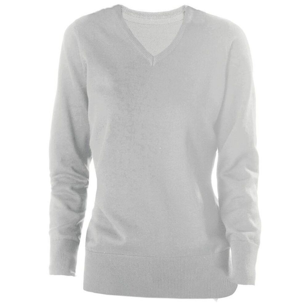 Kariban Womens/Ladies Cotton Acrylic V Neck Sweater / Gray Melange